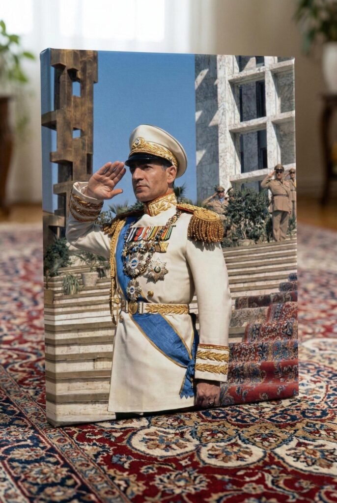 Mohammad Reza Shah Pahlavi Military Salute Canvas Print – Persian Royal Portrait Wall Art — detail 4