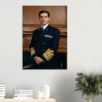 Mohammad Reza Shah Pahlavi Naval Portrait Canvas Art – Persian Historic Royal Decor