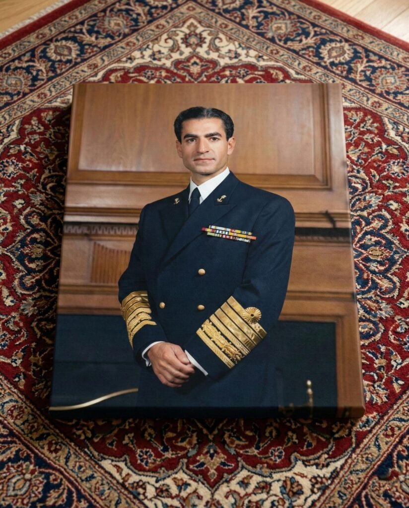 Mohammad Reza Shah Pahlavi Naval Portrait Canvas Art – Persian Historic Royal Decor — detail 8