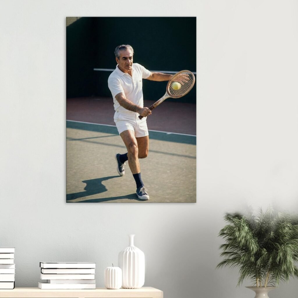 Mohammad Reza Shah Pahlavi Playing Tennis – Vintage Sports Wall Art