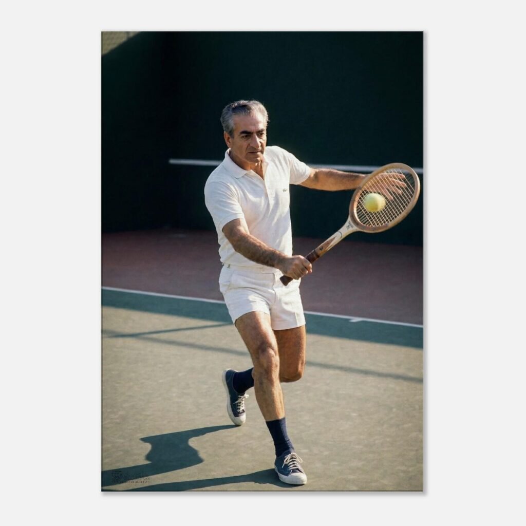 Mohammad Reza Shah Pahlavi Playing Tennis – Vintage Sports Wall Art — detail 2