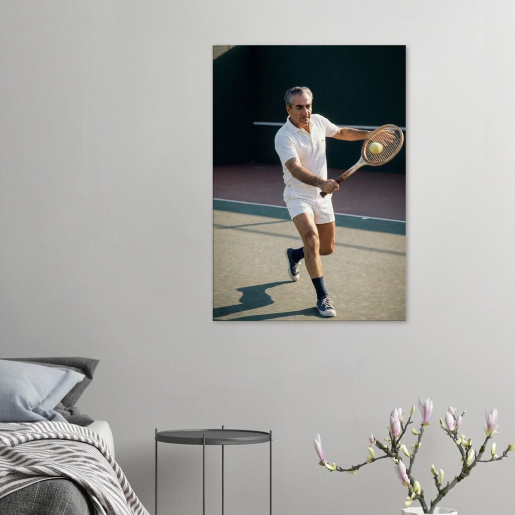 Mohammad Reza Shah Pahlavi Playing Tennis – Vintage Sports Wall Art — detail 3