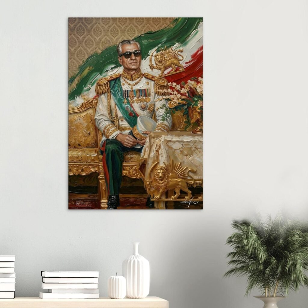 Mohammad Reza Shah Pahlavi Portrait Canvas Wall Art – Persian Royal Decor