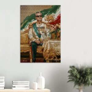 Mohammad Reza Shah Pahlavi Portrait Canvas Wall Art – Persian Royal Decor