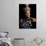 Mohammad Reza Shah Pahlavi Royal Crown Canvas Print – Persian Imperial Portrait Wall Art — detail 2