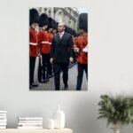 Mohammad Reza Shah Pahlavi with British Royal Guards Canvas Wall Art – Persian Historic Decor