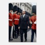 Mohammad Reza Shah Pahlavi with British Royal Guards Canvas Wall Art – Persian Historic Decor — detail 2
