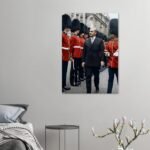 Mohammad Reza Shah Pahlavi with British Royal Guards Canvas Wall Art – Persian Historic Decor — detail 3