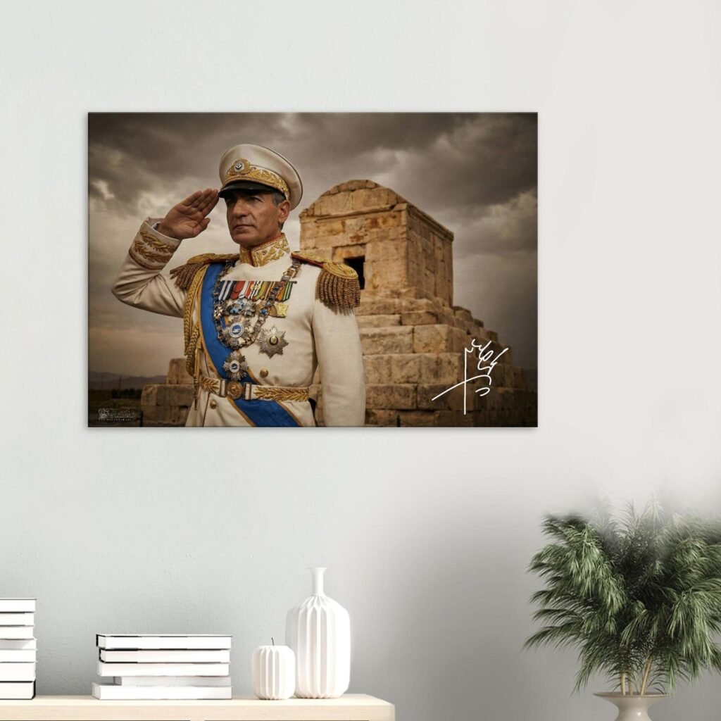 Mohammad Reza Shah Pasargadae Canvas Print – Persian Historic Royal Portrait Wall Art