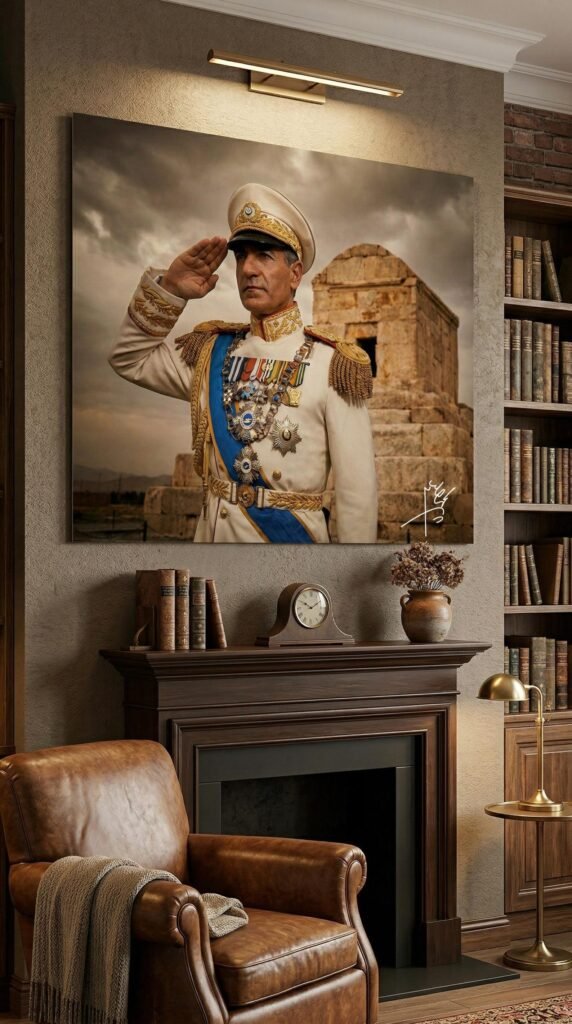 Mohammad Reza Shah Pasargadae Canvas Print – Persian Historic Royal Portrait Wall Art — detail 2