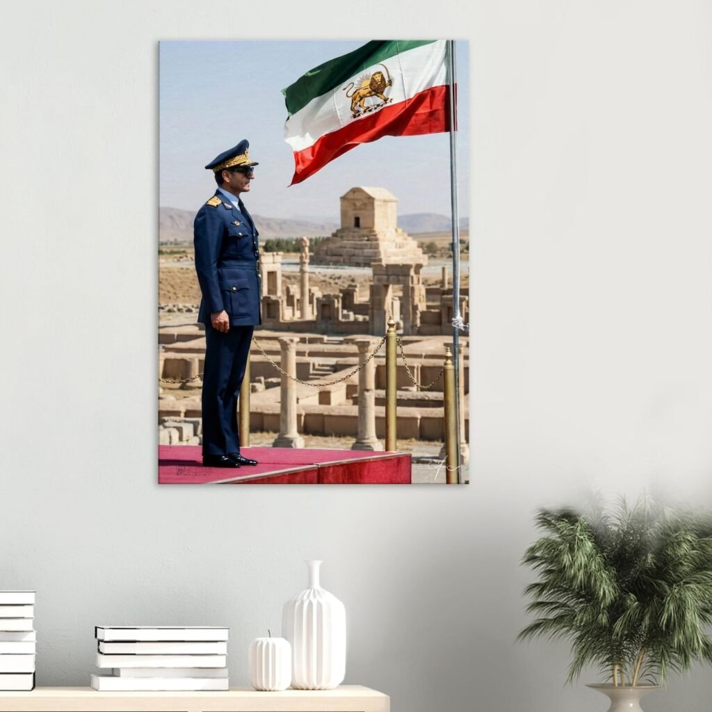 Mohammad Reza Shah Persepolis Air Force Uniform Canvas Print – Persian Heritage Wall Art