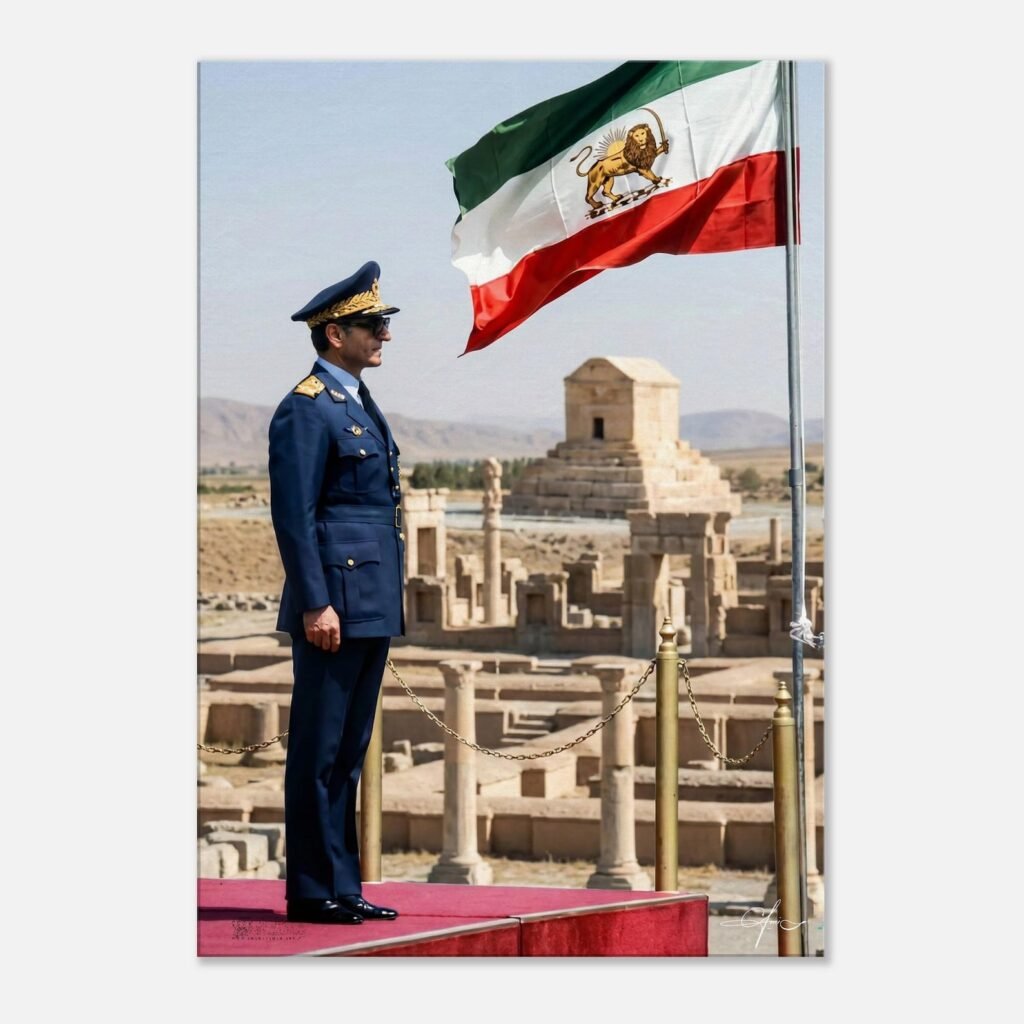 Mohammad Reza Shah Persepolis Air Force Uniform Canvas Print – Persian Heritage Wall Art — detail 2