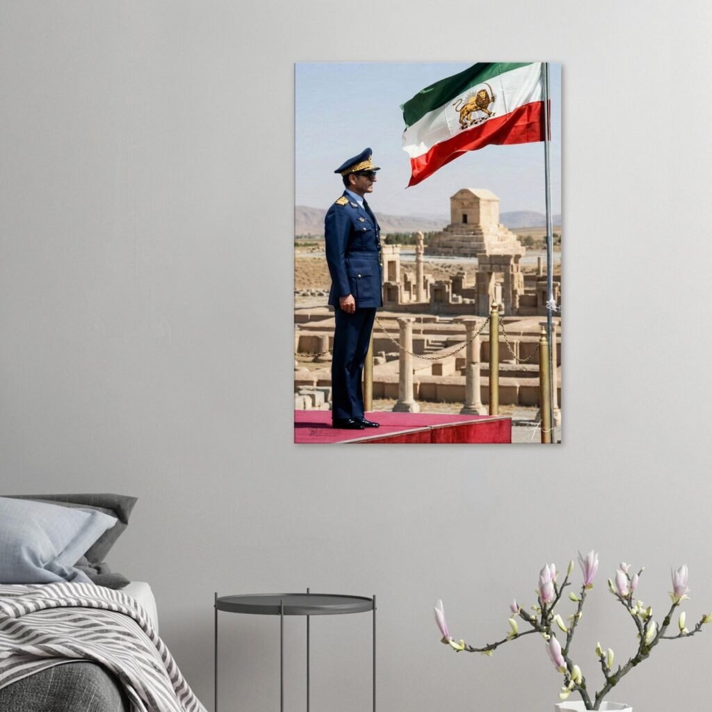 Mohammad Reza Shah Persepolis Air Force Uniform Canvas Print – Persian Heritage Wall Art — detail 3