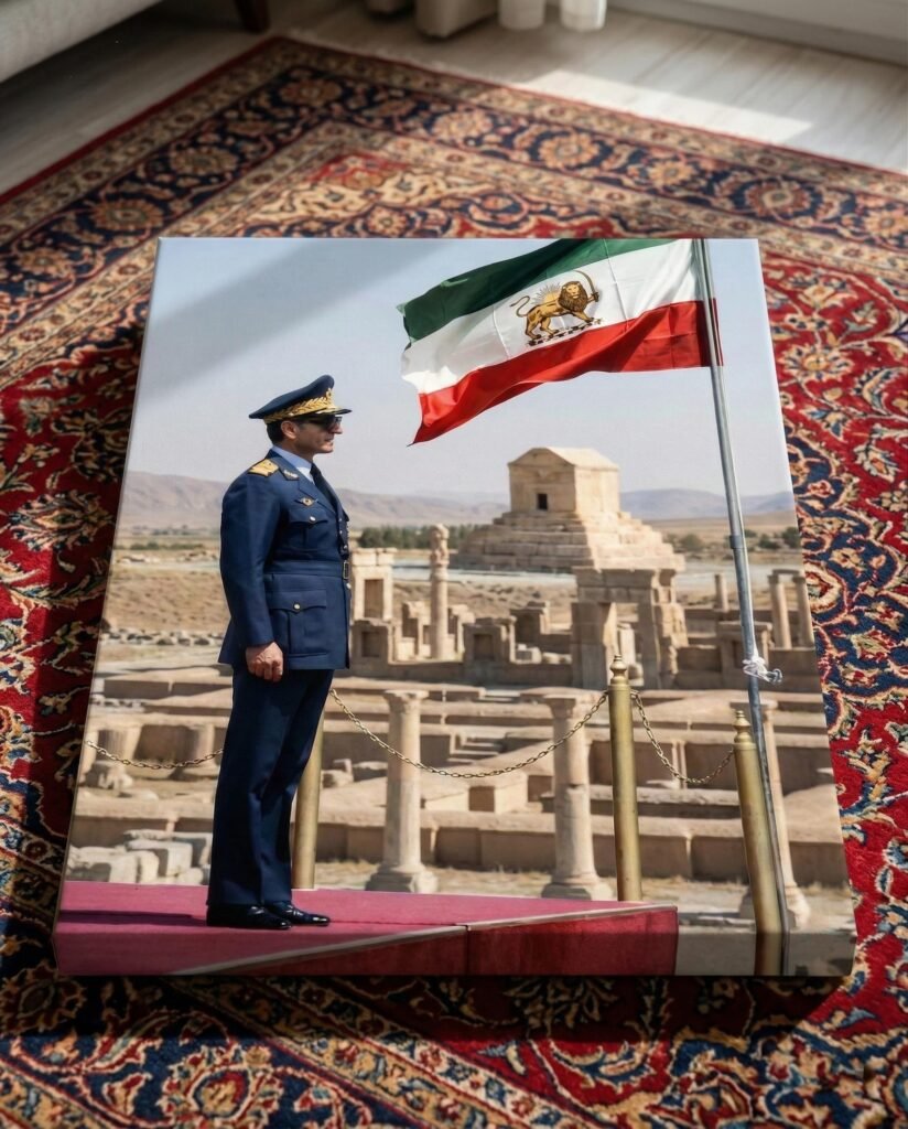 Mohammad Reza Shah Persepolis Air Force Uniform Canvas Print – Persian Heritage Wall Art — detail 4