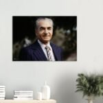 Mohammad Reza Shah Pinstripe Suit Portrait Canvas Wall Art – Persian Royal Decor