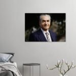 Mohammad Reza Shah Pinstripe Suit Portrait Canvas Wall Art – Persian Royal Decor — detail 3