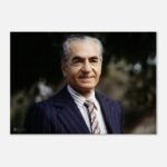 Mohammad Reza Shah Pinstripe Suit Portrait Canvas Wall Art – Persian Royal Decor — detail 4