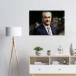 Mohammad Reza Shah Pinstripe Suit Portrait Canvas Wall Art – Persian Royal Decor — detail 5