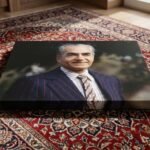 Mohammad Reza Shah Pinstripe Suit Portrait Canvas Wall Art – Persian Royal Decor — detail 6