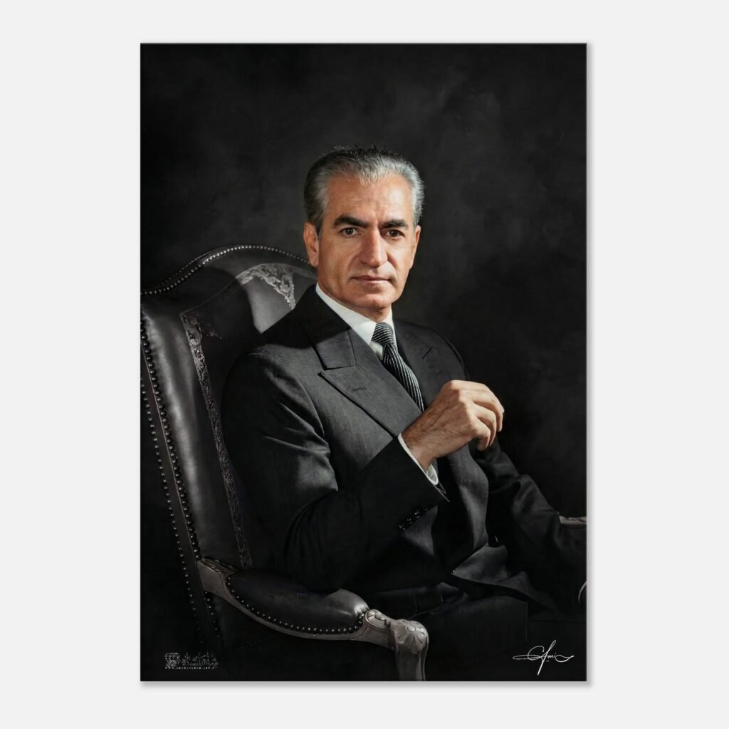 Mohammad Reza Shah Seated in a Formal Suit – Classic Canvas Wall Art — detail 2