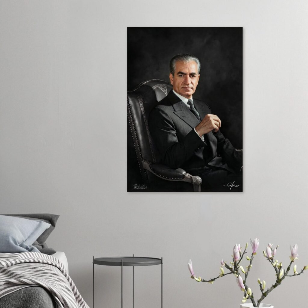 Mohammad Reza Shah Seated in a Formal Suit – Classic Canvas Wall Art — detail 3