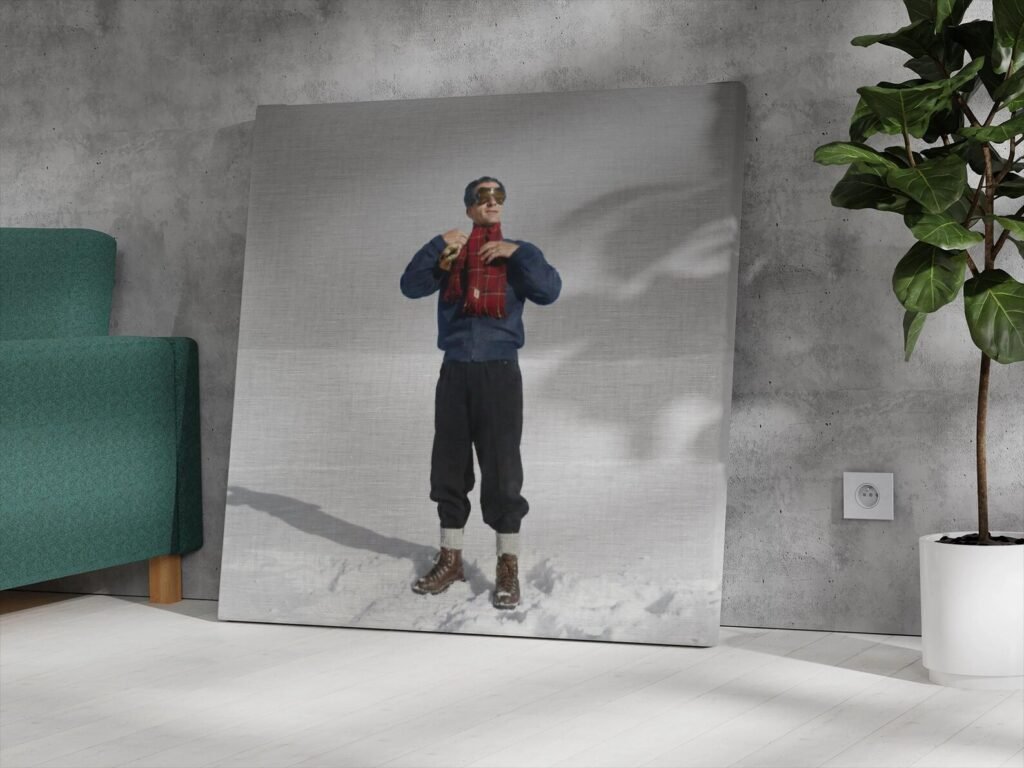 Mohammad Reza Shah Skiing Action Portrait – Persian Royal Canvas Wall Art — detail 10