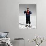 Mohammad Reza Shah Skiing Action Portrait – Persian Royal Canvas Wall Art — detail 3
