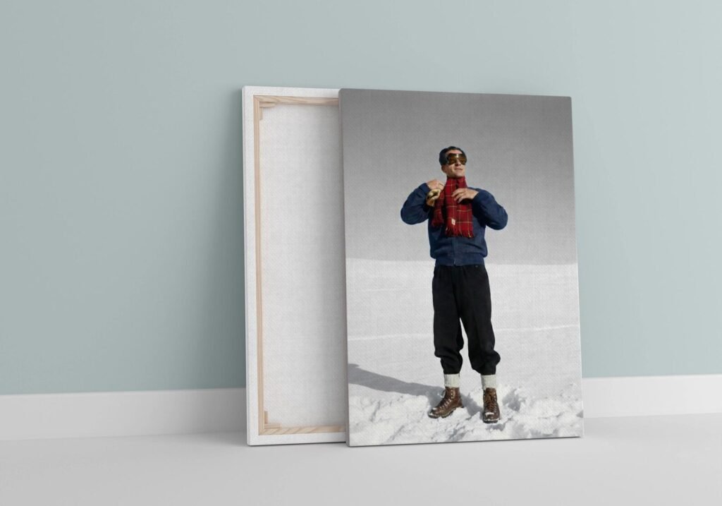 Mohammad Reza Shah Skiing Action Portrait – Persian Royal Canvas Wall Art — detail 9