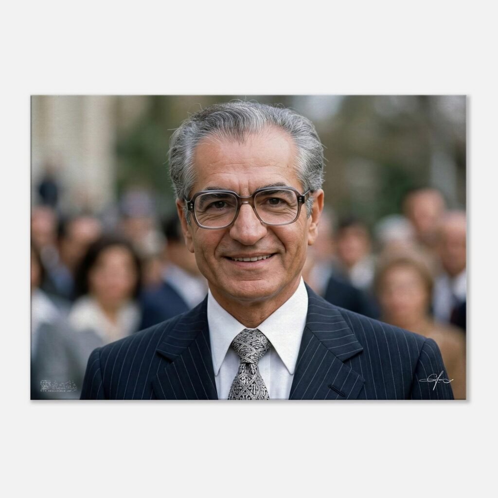 Mohammad Reza Shah Smiling in a Suit – AI Generated Portrait — detail 2