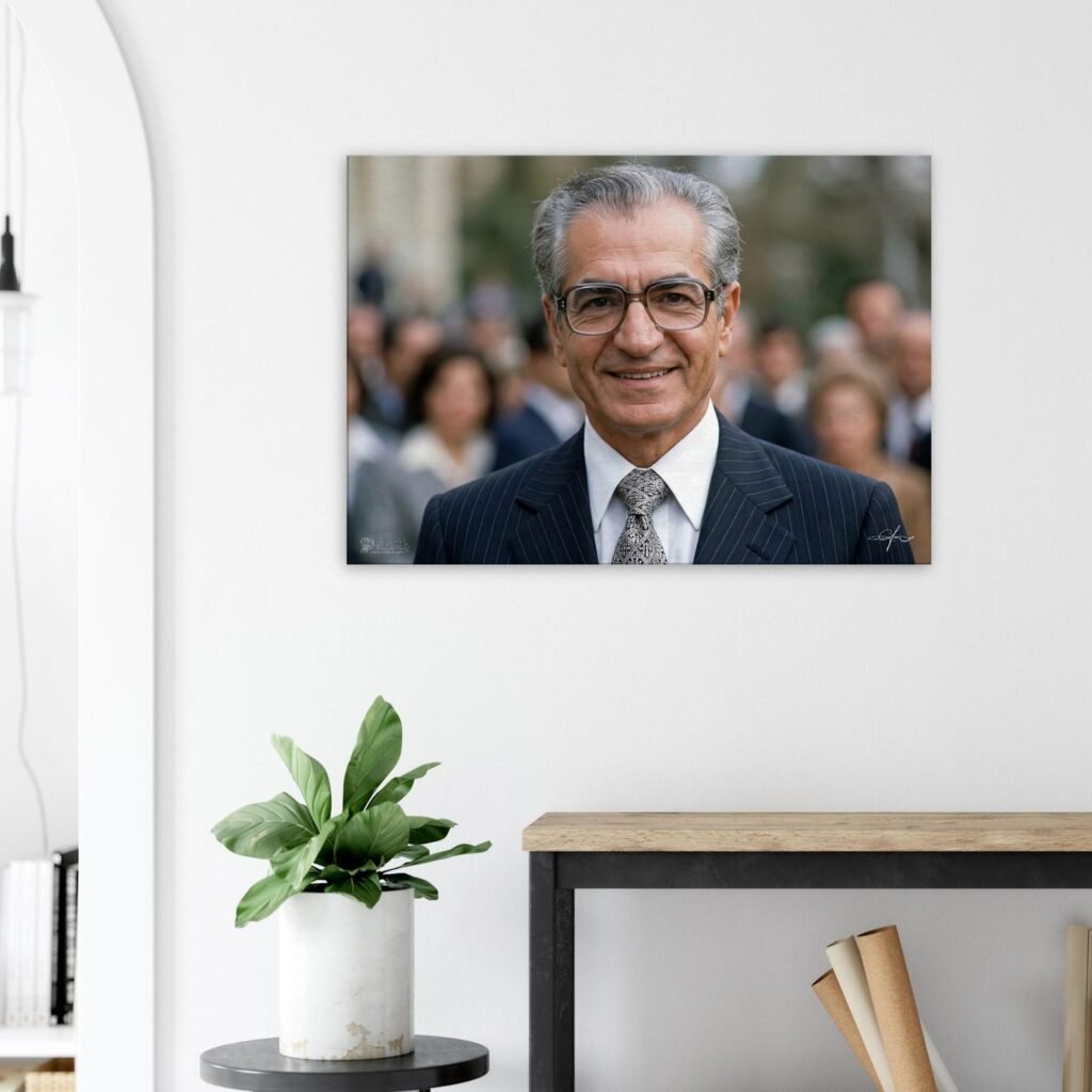 Mohammad Reza Shah Smiling in a Suit – AI Generated Portrait — detail 3