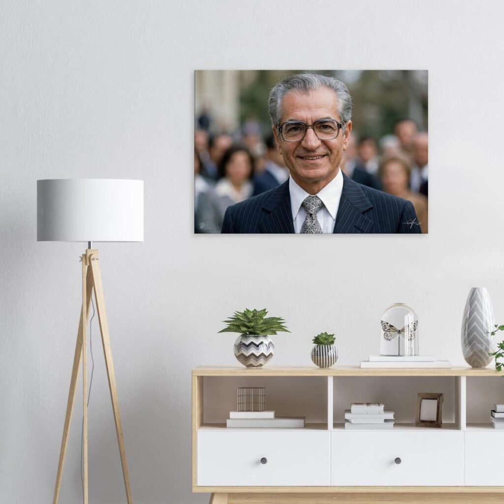 Mohammad Reza Shah Smiling in a Suit – AI Generated Portrait — detail 5