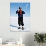 Mohammad Reza Shah Snowy Aviator Portrait Canvas Wall Art – Persian Royal Decor