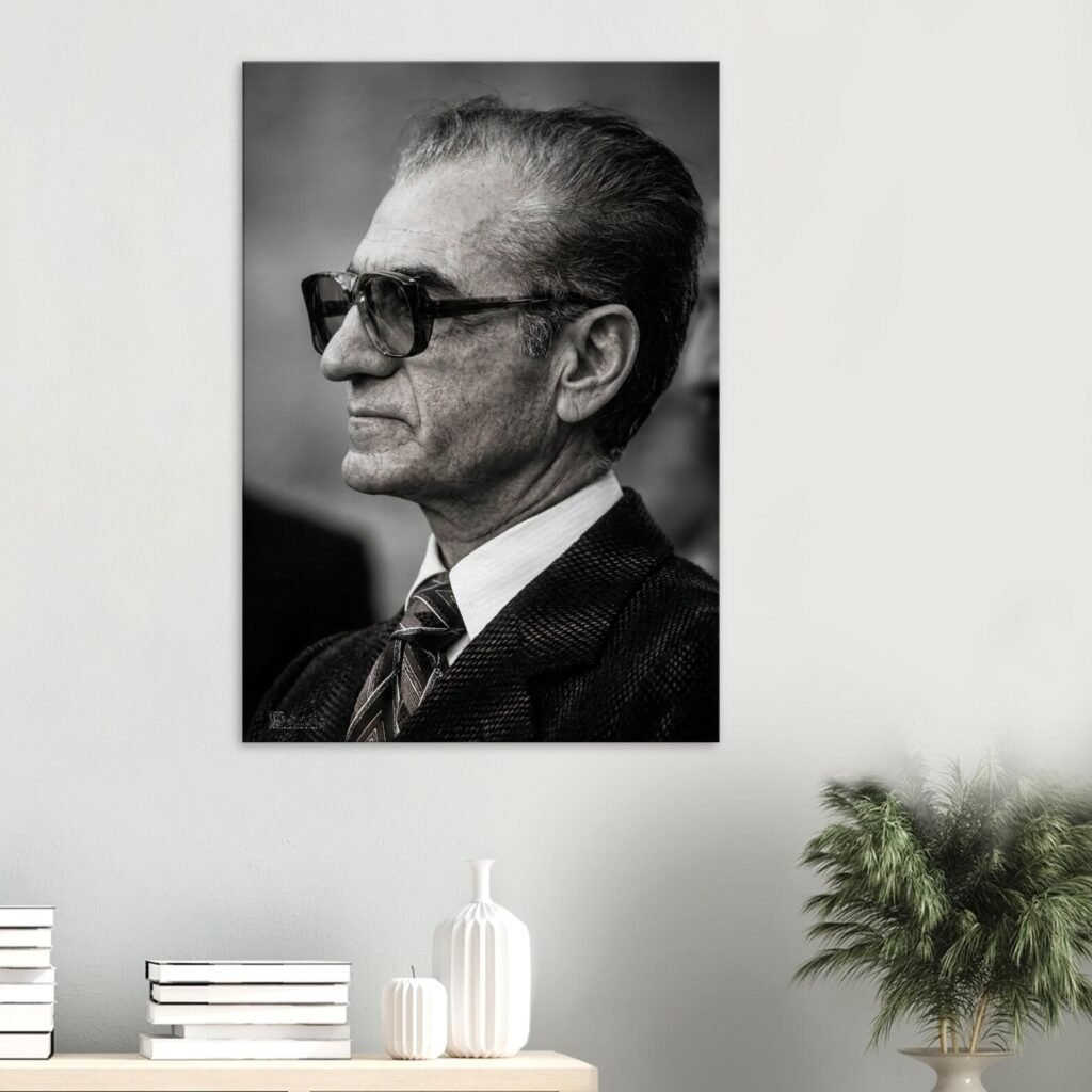 Mohammad Reza Shah Sunglasses Portrait Canvas Wall Art – Persian Royal Decor