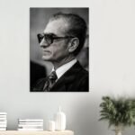 Mohammad Reza Shah Sunglasses Portrait Canvas Wall Art – Persian Royal Decor