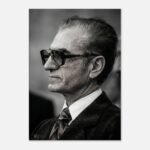 Mohammad Reza Shah Sunglasses Portrait Canvas Wall Art – Persian Royal Decor — detail 2