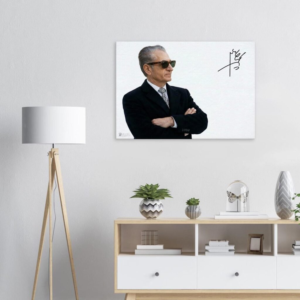 Mohammad Reza Shah Sunglasses Portrait Canvas Wall Art – Persian Royal Decor — detail 5