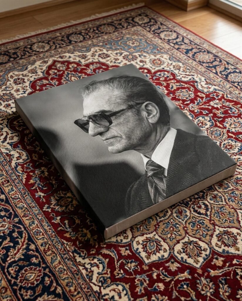 Mohammad Reza Shah Sunglasses Portrait Canvas Wall Art – Persian Royal Decor — detail 8