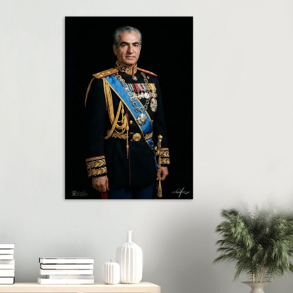 Mohammad Reza Shah Supreme Commander Canvas Wall Art – Premium Persian Royal Decor
