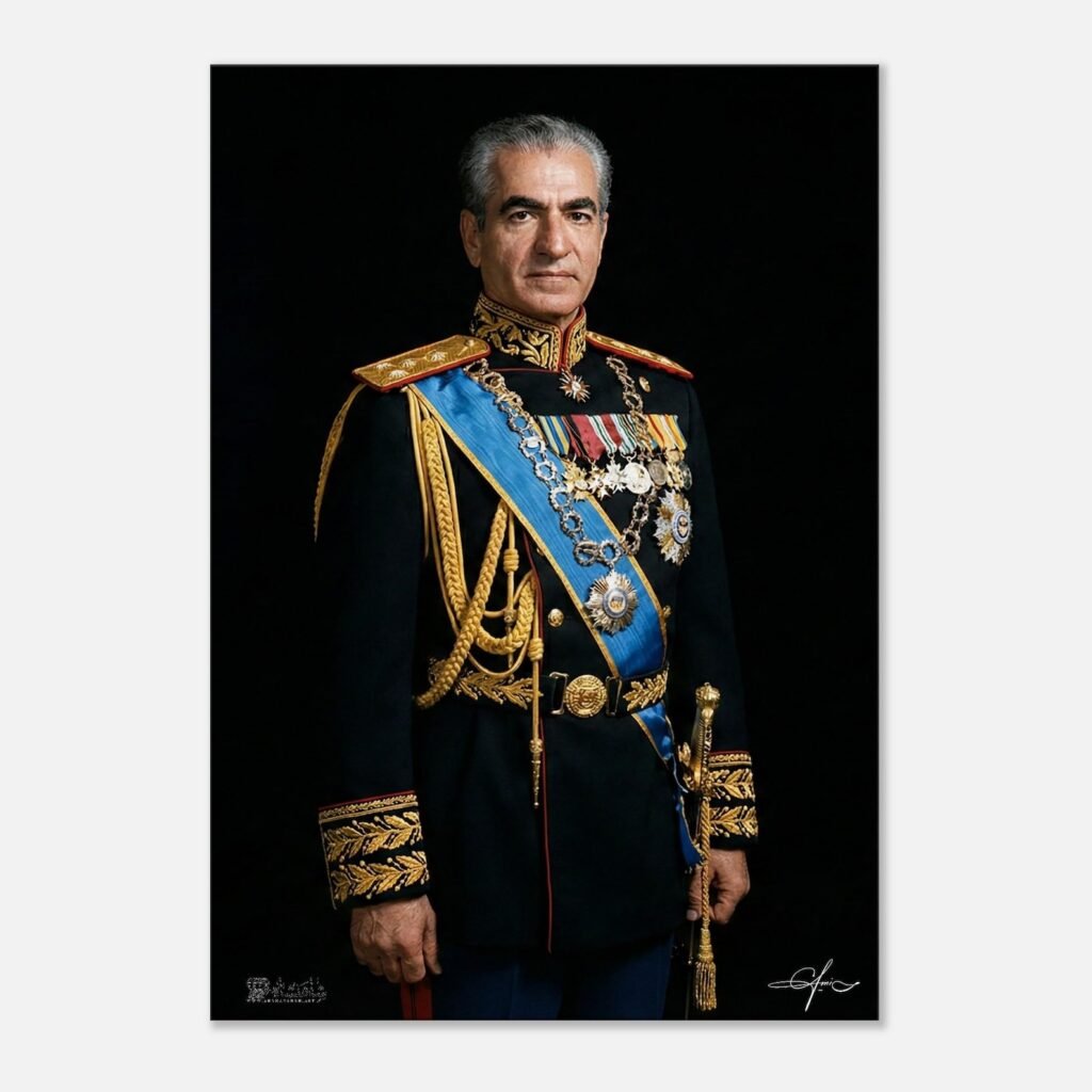 Mohammad Reza Shah Supreme Commander Canvas Wall Art – Premium Persian Royal Decor — detail 3
