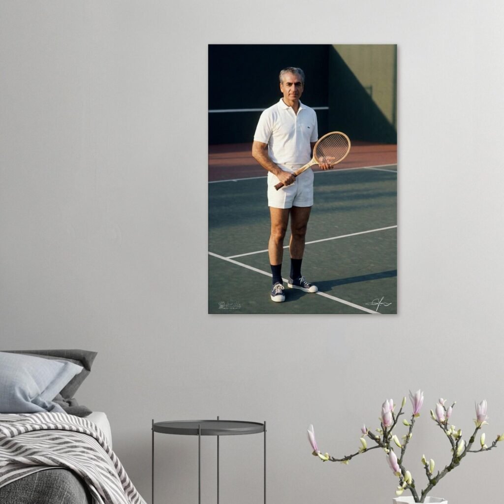Mohammad Reza Shah Tennis Canvas Print – Persian Royal Historic Wall Art — detail 3