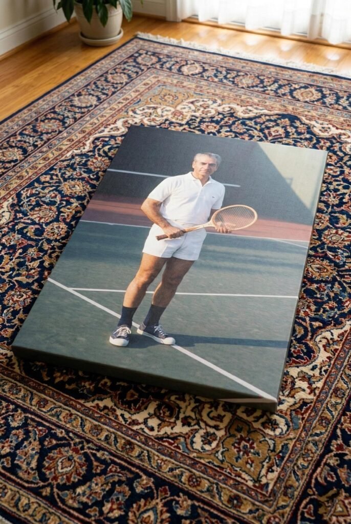Mohammad Reza Shah Tennis Canvas Print – Persian Royal Historic Wall Art — detail 4