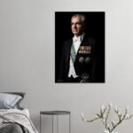 Mohammad Reza Shah Tuxedo Portrait Canvas Print – Royal Persian Historic Decor — detail 3