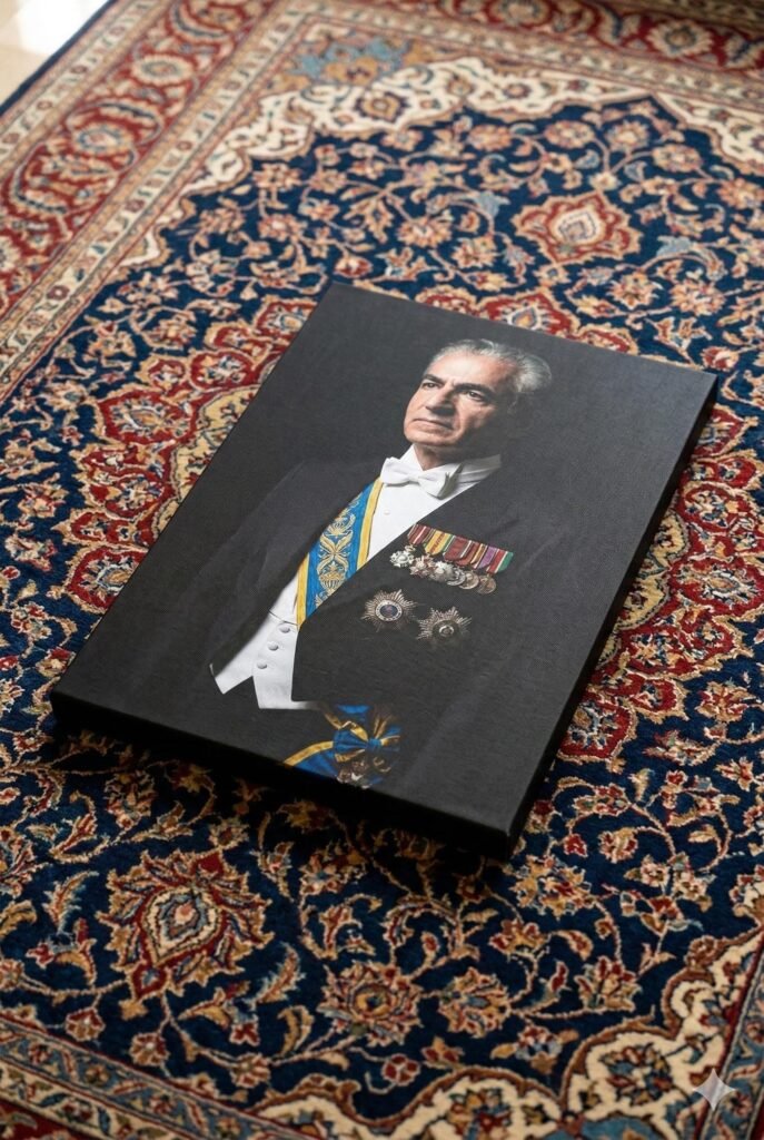 Mohammad Reza Shah Tuxedo Portrait Canvas Print – Royal Persian Historic Decor — detail 4