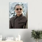 Mohammad Reza Shah Winter Portrait Canvas Print – Persian Royal Ski Decor — detail 2