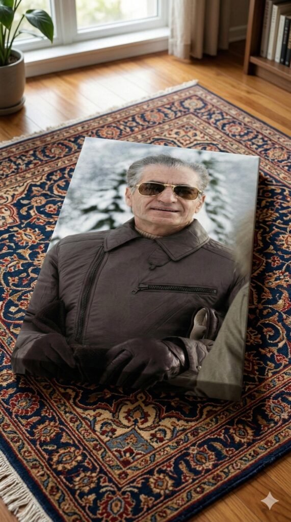 Mohammad Reza Shah Winter Portrait Canvas Print – Persian Royal Ski Decor — detail 6