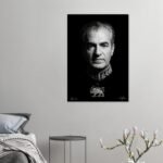 Monochrome Canvas Art – Dramatic Portrait of Mohammad Reza Shah Pahlavi — detail 2