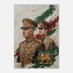 Pahlavi Dynasty Kings Portrait Canvas Print – 3D Illusion Military Uniforms, Persian Historic Art — detail 3