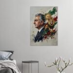 Prince Reza Pahlavi and the Lion & Sun Flag – Patriotic Canvas Wall Art — detail 3