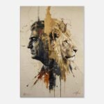 Prince Reza Pahlavi and the Majestic Lion – Conceptual Canvas Wall Art — detail 2