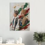 Printed Canvas Art – Luxurious 3D-Illusion Impasto Portrait of the Shah and Empress